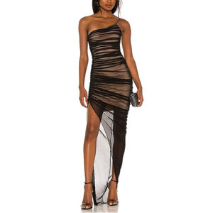 Nookie Mecca Black Gown One Shoulder Maxi Dress S